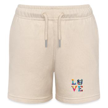 Great Dane Love Colorful Abstract Paint Splatter - Kids Organic Sweat Shorts by Stanley/Stella - soft Ecru - Front