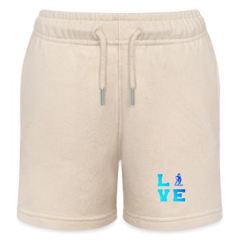 Minimalistisches Floorball Motiv - Kinder Organic Joggingshorts Mini Bolter von Stanley/Stella - Natur - Vorne