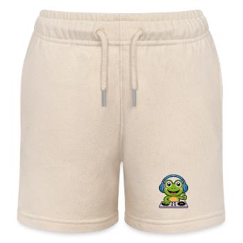 Frosch DJ mit Kopfhörern - Kinder Organic Joggingshorts Mini Bolter von Stanley/Stella - Natur - Vorne