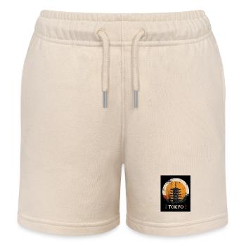 TOKIO | Japanische Pagoden-Sonnenuntergangskunst - Kinder Organic Joggingshorts Mini Bolter von Stanley/Stella - Natur - Vorne