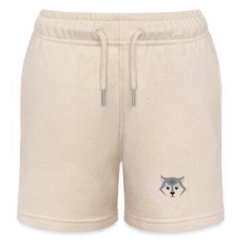 Costume de loup gris en bois de Kawaii face de loup mignon - Short de jogging enfant bio Stanley/Stella - écru doux - Devant