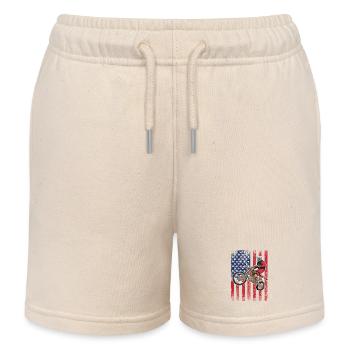 Drapeau américain du vélo de cross, - Short de jogging enfant bio Stanley/Stella - écru doux - Devant