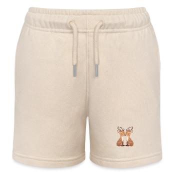 Kuschelige Reh-Duo Küssendes Motiv - Kinder Organic Joggingshorts Mini Bolter von Stanley/Stella - Natur - Vorne
