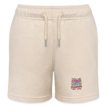 Pediatric Nurse Syringe Queen Of The Kids Nurse - Kids Organic Sweat Shorts by Stanley/Stella - soft Ecru - Front