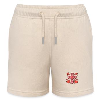 Cross of Hearts Valentine Display - Kids Organic Sweat Shorts by Stanley/Stella - soft Ecru - Front