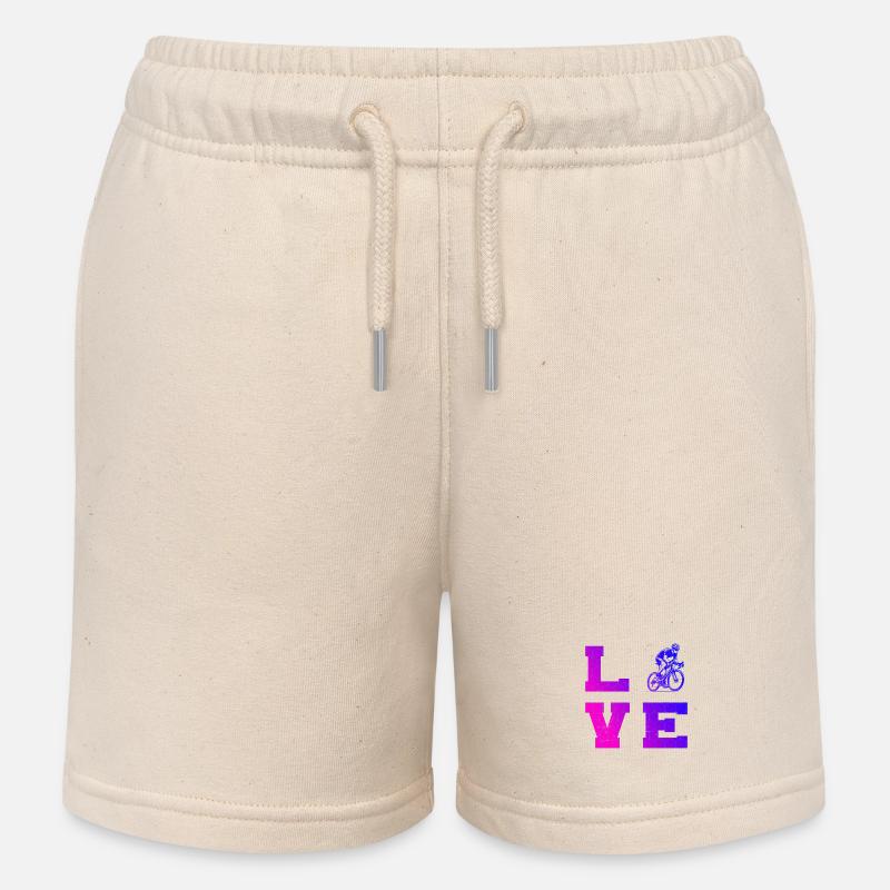 Motif clair de vélo de route pour chaque jour - Short de jogging enfant bio Stanley/Stella - écru doux