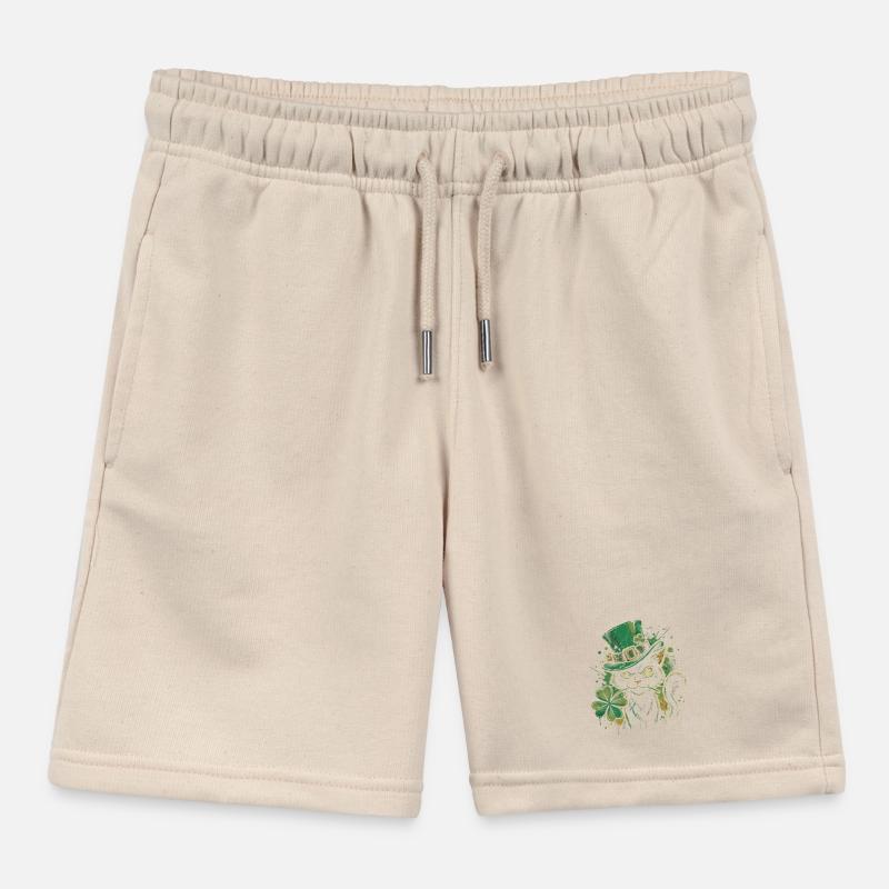 Ronronnement de chat vert avec trèfle Short de jogging enfant bio Stanley/Stella