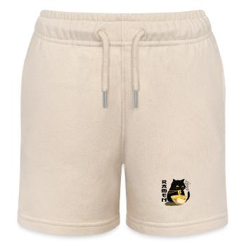 Amateur de ramen - Chat noir aux nouilles - Short de jogging enfant bio Stanley/Stella - écru doux - Devant