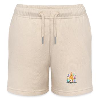 Campfire Marshmallows Fun - Kids Organic Sweat Shorts by Stanley/Stella - soft Ecru - Front