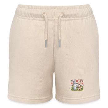 Bunny Couple Love Easter In Love - Kids Organic Sweat Shorts by Stanley/Stella - soft Ecru - Front