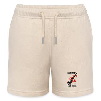 More Drone, Less Mobile Phone | Didgeridoo - Kids Organic Sweat Shorts by Stanley/Stella - soft Ecru - Front