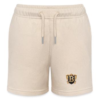 B Letter Name Crown - Kids Organic Sweat Shorts by Stanley/Stella - soft Ecru - Front