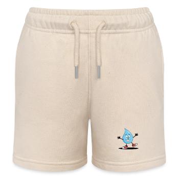Ein lustiger Wassertropfen Gesicht in Turnschuhen - Kinder Organic Joggingshorts Mini Bolter von Stanley/Stella - Natur - Vorne