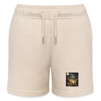 Moonlit Night Wolf Pack in Starlight - Kids Organic Sweat Shorts by Stanley/Stella - soft Ecru - Front