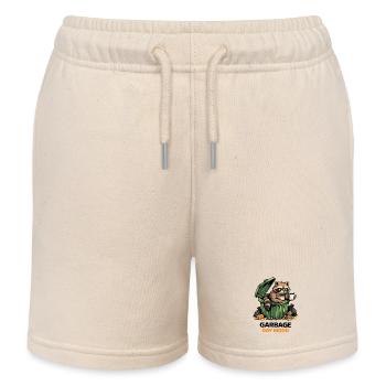 Raccoon in a Trash Can Mood - Kids Organic Sweat Shorts by Stanley/Stella - soft Ecru - Front