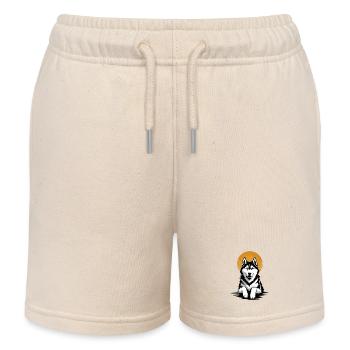 Hundehusky, sibirischer Retro-Sonnen-Hundeporträt - Kinder Organic Joggingshorts Mini Bolter von Stanley/Stella - Natur - Vorne