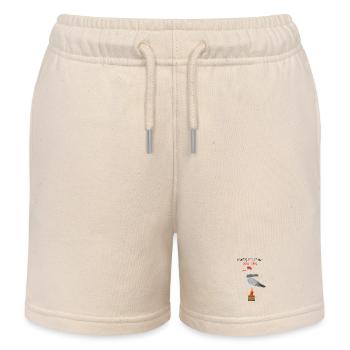 Montag Gegenwind Möwe minimalistischer Spruch - Kinder Organic Joggingshorts Mini Bolter von Stanley/Stella - Natur - Vorne