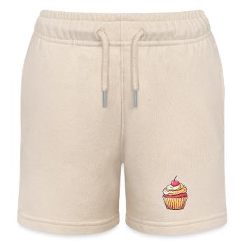 CherriesKrem Cupcake Illustration - Kids Organic Sweat Shorts by Stanley/Stella - soft Ecru - Front