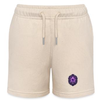 Purple Crystal Lotus Circle - Kids Organic Sweat Shorts by Stanley/Stella - soft Ecru - Front