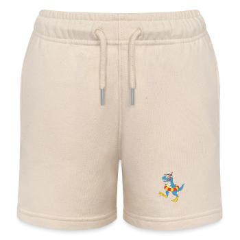 Snorkeling dinosaur on the beach - Kids Organic Sweat Shorts by Stanley/Stella - soft Ecru - Front