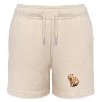 Capybara Portrait in Warm Brown - Kids Organic Sweat Shorts by Stanley/Stella - soft Ecru - Front