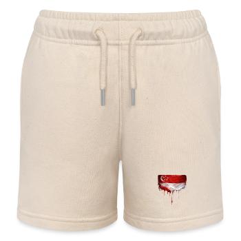 Singapore Flags Dripping Art - Kids Organic Sweat Shorts by Stanley/Stella - soft Ecru - Front