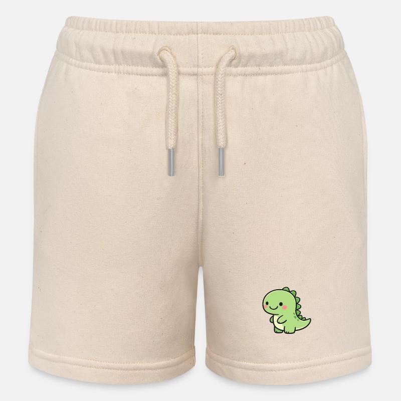 Petit Dino Vert - Short de jogging enfant bio Stanley/Stella - écru doux