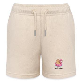 Kuscheltier auf rosa Flamingo - capybara - Kinder Organic Joggingshorts Mini Bolter von Stanley/Stella - Natur - Vorne