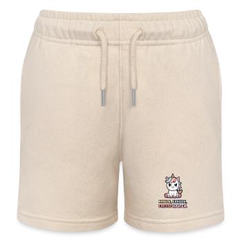 Einhorn T-Shirt Friede Freude Fresse Halten - Kinder Organic Joggingshorts Mini Bolter von Stanley/Stella - Natur - Vorne