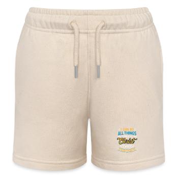 Through Christ Strengthens Me Bible Verse Design - Kinder Organic Joggingshorts Mini Bolter von Stanley/Stella - Natur - Vorne