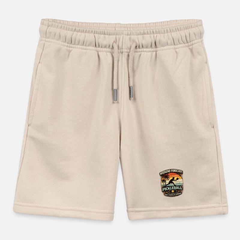 Weekend Forecast Pickleball funny saying Kids Organic Sweat Shorts by Stanley/Stella