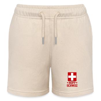 Hopp Schwiiz Schweizer Stolz - Kinder Organic Joggingshorts Mini Bolter von Stanley/Stella - Natur - Vorne