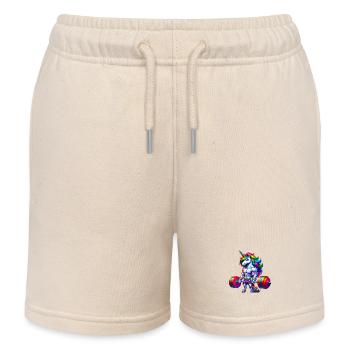 Gymnase de fitness de levée de terre Unicorn Weightlifting - Short de jogging enfant bio Stanley/Stella - écru doux - Devant