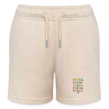 Dino-Alphabet: Bunte Buchstabenwelt - Kinder Organic Joggingshorts Mini Bolter von Stanley/Stella - Natur - Vorne