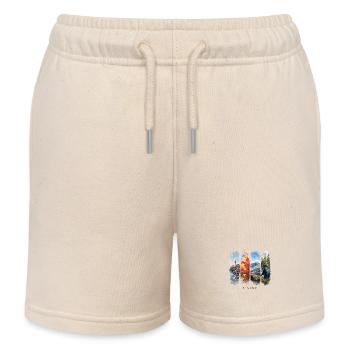 Maine Vacation Travel – Coast & Wilderness Motif - Kids Organic Sweat Shorts by Stanley/Stella - soft Ecru - Front
