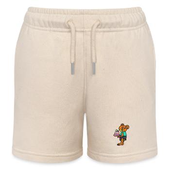 Cake Muffin Bear Teddy Teddy Bear Child - Kids Organic Sweat Shorts by Stanley/Stella - soft Ecru - Front