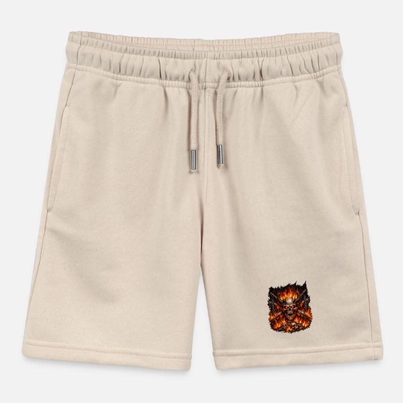 Hellfire Skull Crown Kids Organic Sweat Shorts by Stanley/Stella