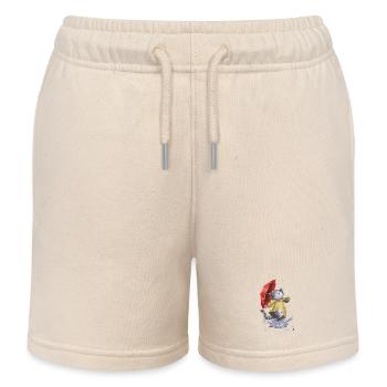 Katze in Regenmantel und mit einen Regenschirm - Kinder Organic Joggingshorts Mini Bolter von Stanley/Stella - Natur - Vorne