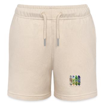 North Dakota Travel Badlands & Peace Garden State - Kids Organic Sweat Shorts by Stanley/Stella - soft Ecru - Front