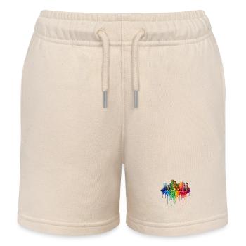 Boston Massachusetts Dripping Paint - Kids Organic Sweat Shorts by Stanley/Stella - soft Ecru - Front