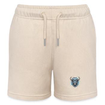 Blauer Bison Kopf Spritzer - Kinder Organic Joggingshorts Mini Bolter von Stanley/Stella - Natur - Vorne