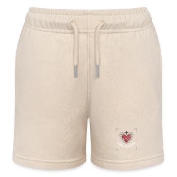 Barbed Heart Crown Tattoo Tee - Kids Organic Sweat Shorts by Stanley/Stella - soft Ecru - Front