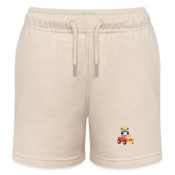 Raton laveur royal en voiture jouet - Short de jogging enfant bio Stanley/Stella - écru doux - Devant