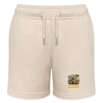 Slow but Steal Sloth Jungle - Kids Organic Sweat Shorts by Stanley/Stella - soft Ecru - Front