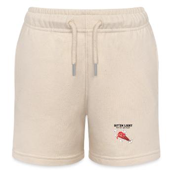 Hit Em All Watch Em Fight Bowling Pins Crashing - Kids Organic Sweat Shorts by Stanley/Stella - soft Ecru - Front