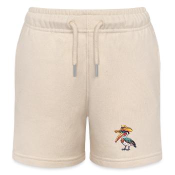 Sombrero drôle d’oiseau pélican - Short de jogging enfant bio Stanley/Stella - écru doux - Devant