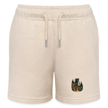 MTB Frau Trail Blumen Berge Bikerin Natur Outdoors - Kinder Organic Joggingshorts Mini Bolter von Stanley/Stella - Natur - Vorne