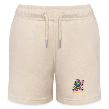 Grenouille en tie-dye : Paix et vacances - Short de jogging enfant bio Stanley/Stella - écru doux - Devant