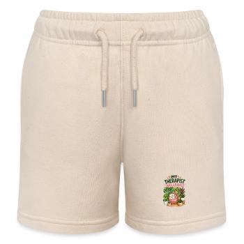 My therapist has a cozy home with - Kids Organic Sweat Shorts by Stanley/Stella - soft Ecru - Front