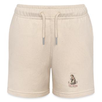 Purrs & Petals – Romantic Flower Cat - Kids Organic Sweat Shorts by Stanley/Stella - soft Ecru - Front